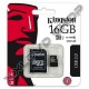KINGSTON 16GB MICRO SDHC MEMÓRIAKÁRTYA UHS-I U1 CLASS 10 + ADAPTER (45/10 MB/S)