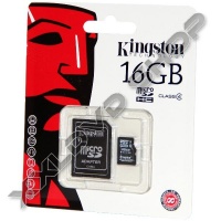 KINGSTON 16GB MICRO SDHC MEMÓRIAKÁRTYA CLASS 4 + ADAPTER