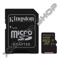 KINGSTON 64GB MICRO SDXC MEMÓRIAKÁRTYA UHS-I U1 CLASS 10 + ADAPTER (45/10 MB/S)