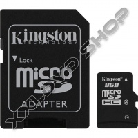 KINGSTON 8GB MICRO SDHC MEMÓRIAKÁRTYA CLASS 4 + ADAPTER