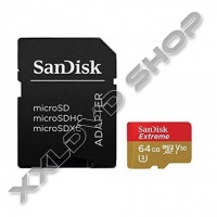 SANDISK EXTREME 64GB MICRO SDXC MEMÓRIAKÁRTYA UHS-I ANDROID U3 V30 CLASS 10 (90/40 MB/S) + ADAPTER