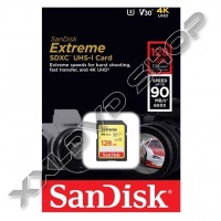 SANDISK EXTREME 128GB SDXC MEMÓRIAKÁRTYA UHS-I V30 U3 CLASS 10 (90/60 MB/S)