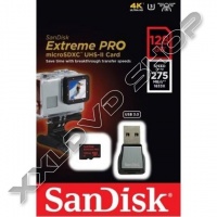 SANDISK EXTREME PRO 128GB MICRO SDXC MEMÓRIAKÁRTYA UHS-II U3 CLASS 10 (275 MB/S) + USB 3.0 ADAPTER