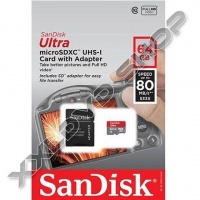 SANDISK ULTRA 64GB MICRO SDHC MEMÓRIAKÁRTYA UHS-I CLASS 10 +ADAPTER