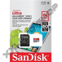 SANDISK ULTRA 64GB MICRO SDHC MEMÓRIAKÁRTYA UHS-I ANDROID CLASS 10 + ADAPTER