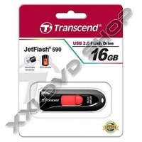 TRANSCEND 16GB USB 2.0 PENDRIVE JETFLASH 590 FEKETE / PIROS 