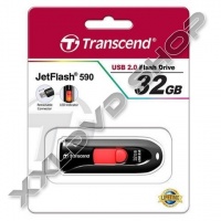TRANSCEND 32GB USB 2.0 PENDRIVE JETFLASH 590 FEKETE / PIROS
