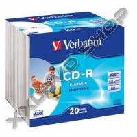 VERBATIM CD-R 52X NYOMTATHATÓ LEMEZ, SLIM TOKBAN (20)