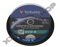 VERBATIM M-DISC DVD-R 4X 4,7GB TELJES FELÜLETÉN NYOMTATHATÓ LEMEZ - CAKE (10) 